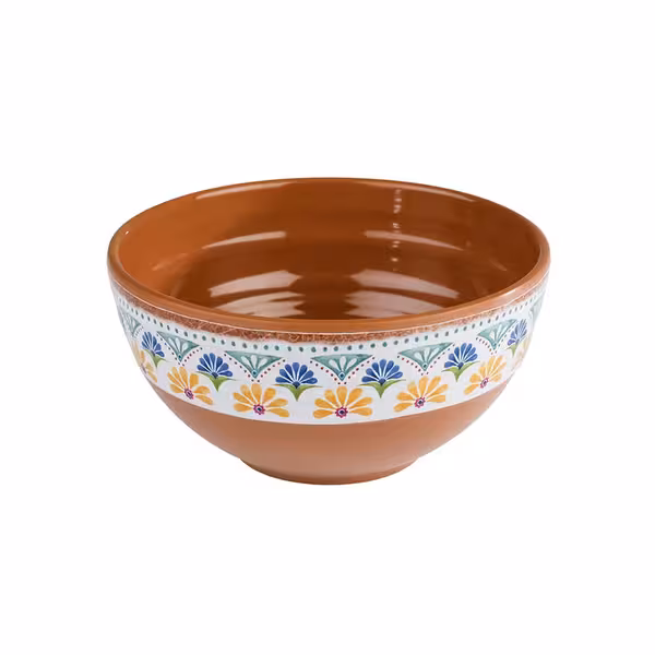 (6 adet) Kase - Melamin - ARABESQUE - 0,8L - köşeli - 155x155mm - Derinlik:80mm - Terrakotta/Mavi