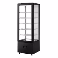 4-Sided Glass Display Fridge - 402L - 590mm - Double glazing - square - with 5 shelves - 1 hinged glass door