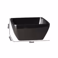 (6 adet) Kase - Melamin - PURE COLOR - 140ml - köşeli - 90x90mm - Derinlik:40mm - Siyah