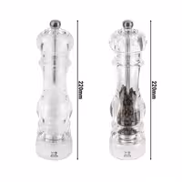 (12 pieces) PEUGEOT | NANCY Salt & Pepper Mill Set – Acrylic - 22 cm - Steel Salt & 2-Stage SS Pepper
