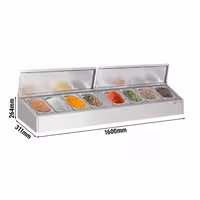 Soporte para cubetas GN de acero inoxidable - 8x GN 1/4 - con cubetas y tapas