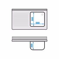 Sudoper s ormarićem ECO - inox - 1200 x 700 mm - s košem za otpatke - s 1 koritom - korito desno