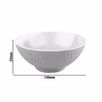 (6 adet) Kase - ASIA PLUS - Melamin - 0,35L - köşeli - 130x130mm - Derinlik:55mm - Beyaz/Gri