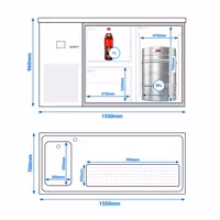 Pivski šank PREMIUM - 1550x700 mm - 1 Staklena vrata & 2 Staklene ladice