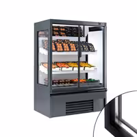 Commercial multideck display fridge - 1018mm - 278L - with 2 hinged glass doors & 2 shelves - Anthracite