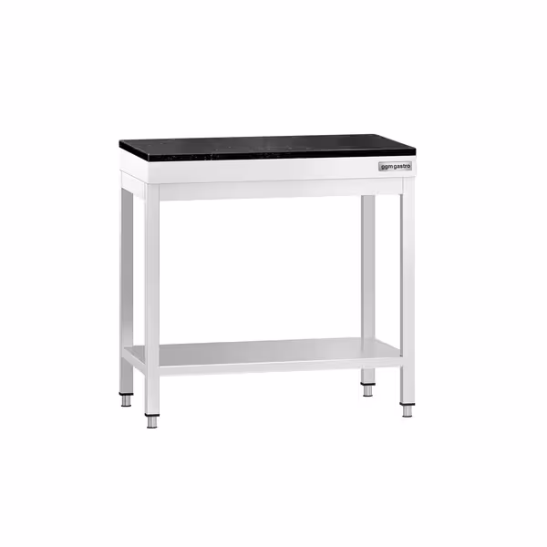 طاولة عمل من الفولاذ المقاوم للصدأ من طراز PREMIUM - 700 × 600 مم - مزودة بقاعدة سفلية - تشمل سطح عمل من الجرانيت
