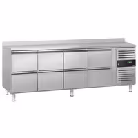 Aukstuma galds ECO - 2230x700 mm - 553 l - ar 8 atvilktnēm - Ar apmali - ventilējama dzesēšana - R290