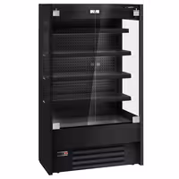 Commercial multideck display fridge - 1100mm - with 2 hinged glass doors & 4 shelves - Black