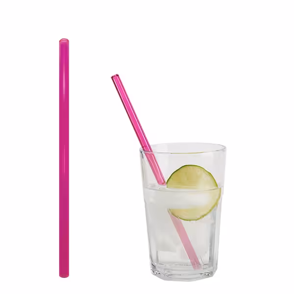 (50 adet) Cam Pipet - 200mm - ø 8mm - düz - Neon Pink - dahil 1 Naylon Temizlik Fırçası