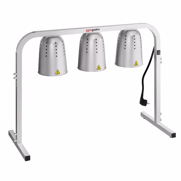 Infracrveni grijaći most s 3 grijaće lampe – 750 W – podesive visine – srebrni