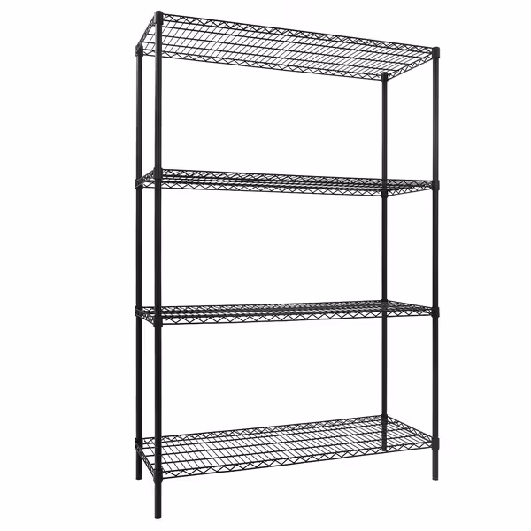 رفوف فولاذية - 1200x450mm - عمق: 450 mm - 4 رفوف (قابلة للتعديل) - أسود - الحمولة: 180 kg