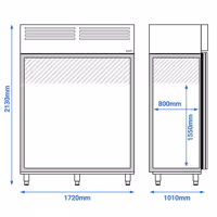 Szafa mroźnicza piekarnicza PREMIUM – stal nierdzewna – EN 600 x 400 – 1700 L – z 2 drzwiami