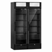 (2 unid) Frigorífico expositor de bebidas - 1190mm - 694L - com 2 portas de batente em vidro & painel publicitário iluminado - com indicação/painel digital de temperatura - Preto