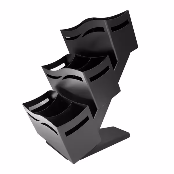 Cutlery Pot Holder - Stainless steel - with 3x 3 shelves - Black