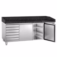 Table réfrigérée à pizza PREMIUM - 2000 x 800 mm - avec 2 portes et 7 tiroirs
