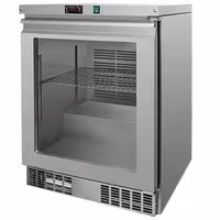 Podkonstrukcijski zamrzivač nehrđajući čelik (inox) PREMIUM - 595 mm - 110 l - od -20 °C do -18 °C - s 1 staklena vrata - ventilirano hlađenje, ručno odmrzavanje