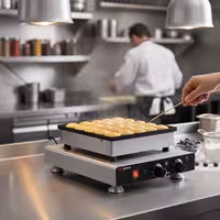 Commercial Waffle Maker - Single - Manual - 850W - Shape: Poffertjes - for 25 pieces - plates with Teflon coating