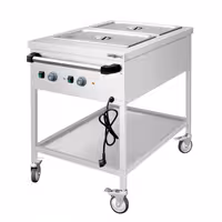 Toplovodna kupka grijana kolica - 1,95 kW - 2x GN 1/1 - odvojena regulacija temperature po bazenu - s odvodnim ventilom