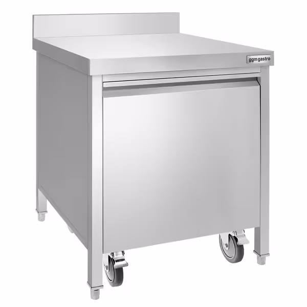 Pattumiera PREMIUM - con rollcontainer e alzatina - 50 litri - 700x700x970mm - con estrazione frontale, apertura e chiusura soft, contenitore estraibile - Acciaio inox