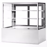 Commercial cake display fridge - 470L - 1200mm - Double glazing - square - with 2 glass shelves - rear sliding doors