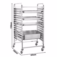 Inox kolica za GN plehove - za 16 GN 2/1 - kotači Ø 125 mm (2 s kočnicom)