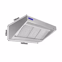 Commercial Wall-Mounted Extraction Canopy - with Motor - 1600mm - Speed Controller, Baffle Filters & LED Lighting