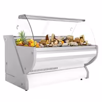 Chladicí/masný pult - 2000 mm - Bílý - Se světlem a osvětleným předním panelem