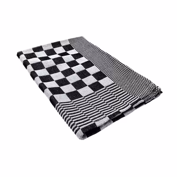 (12 unid) Panos de cozinha em Algodão - lavável a 60°C; resistente ao cloro - 65x65cm - Preto / Branco aos quadrados