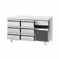 Commercial Counter Fridge PREMIUM - 1400x700mm - with 6 drawers - incl. cutting board white
