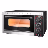 Electric Deck Pizza Oven - Single Deck - 4 - Ø 20cm (8") - 230V Single Phase - Mechanical Controls - Black - up to 350°C