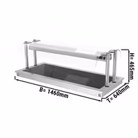 Commercial Drop-in Hot Plate - Stainless Steel - with Ceramic Glass Surface - 1460mm - 4x GN 1/1 - 1.8 kW - with Toughened Glass Sneeze Screen