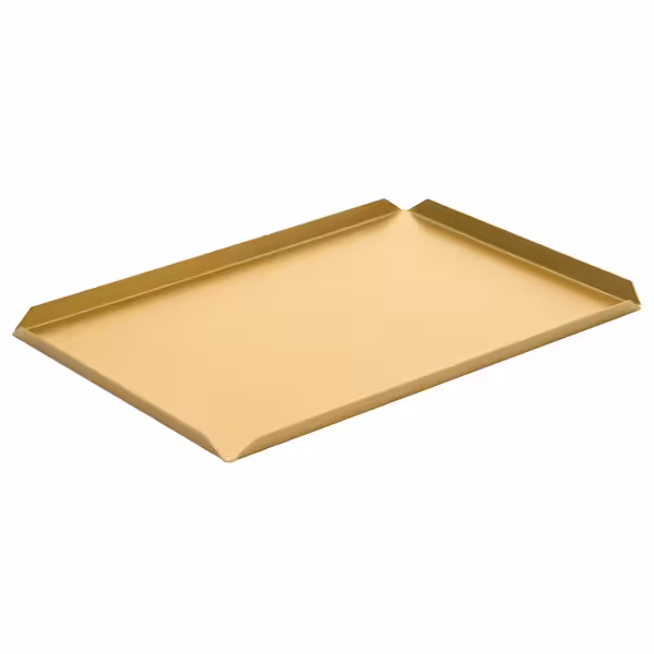 (5 buc) Platou de servire - aluminiu anodizat - 400x100x10 mm - dreptunghiular - champagne