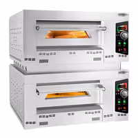 Gas Deck Pizza Oven - Twin Deck - Refractory Stone Deck - 4+4 x Ø 34cm (13.4") - 230V Single Phase - Mechanical Controls - up to 450°C