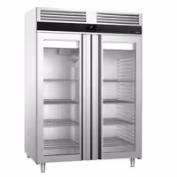 Szafa chłodnicza PREMIUM – stal nierdzewna – GN 2/1 – 1400 L – z 2 drzwiami szklanymi – z izolacją 85 mm