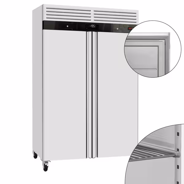Szafa mroźnicza ze stali nierdzewnej ECO - 1200L - 1340x710mm - 2 drzwi - chłodzenie wentylowane; zamek