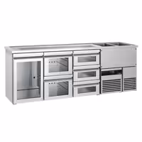 Pivski šank PREMIUM - 2500x700 mm - 1 Staklena vrata & 5 Staklene ladice
