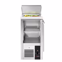 Pult za pripremu salate PREMIUM - 450 mm - 1 vrata - s ugradnim ležištem za GN 1/1 i poklopac od nehrđajućeg čelika