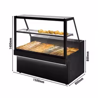 Patisserie Counter TORONTO - 1500x800mm - black front - 1 glass shelf - LED lighting - granite worktop