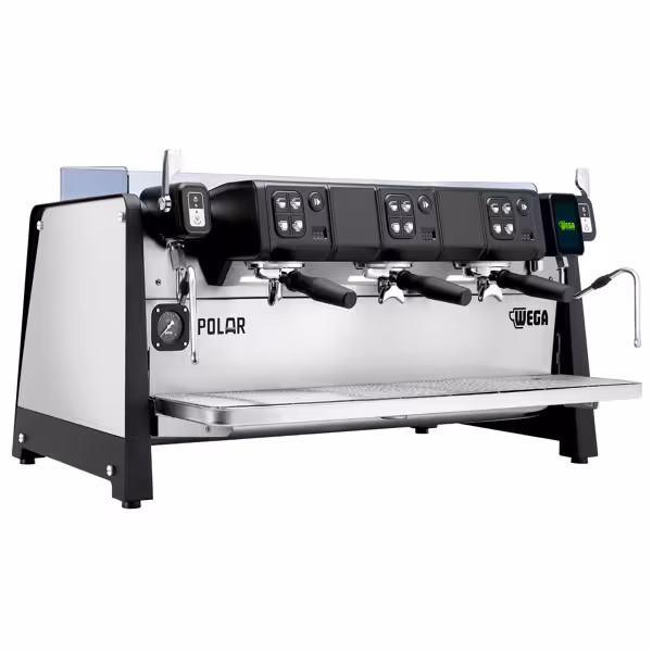 WEGA | Polar - portafilter makinesi - 3 grup - 6,9 kW - 2 süt köpürtücü ve sıcak su ile - dokunmatik - paslanmaz çelik