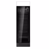 Commercial Beverage Display Fridge with Illuminated Canopy - 595mm - 345 Litres - with 1 hinged glass door - LED lighting - digital controller with temperature display - Black - Temperature range 2 to 10 °C