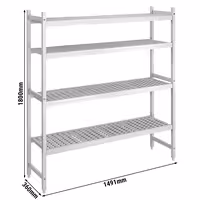 وحدة رفوف ألمنيوم - بداية - 1491x1800mm - عمق: 360 mm - 4 رفوف - الحمولة: 600 kg