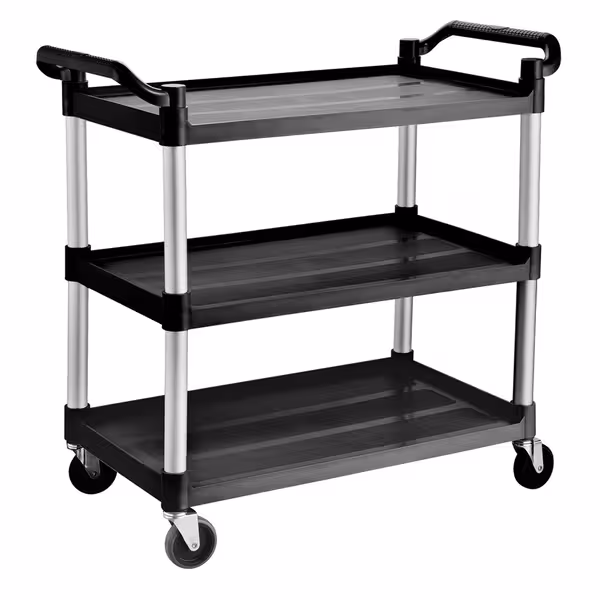 Carrello di servizio in plastica - 1020x490mm - con 3 piani di appoggio & ruote silenziose