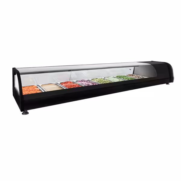 Witryna chłodnicza do tapas PREMIUM – 1750 x 400 x 250 mm – 8x GN 1/3 – od +4 do +8 °C