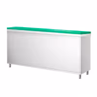 Darba galds ar skapīti no nerūsējošā tērauda KOPENHAGEN PREMIUM - 1800x600 mm - ar bīdāmām durvīm - iekļ. griežamais dēlis - zaļš