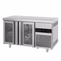 Commercial Counter Fridge PREMIUM - 1400x700mm - glass doors - capacity 281 litres