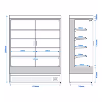 Commercial multideck display fridge - 1524mm - 693L - with 2 hinged glass doors & 4 shelves - Black