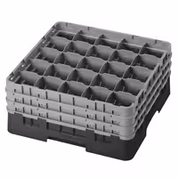 CAMBRO | CAMRACK® - Košara za pranje čaša 1/1 - 25 odjeljaka - Sa 3 produžetka - 500x500 mm - Crna boja
