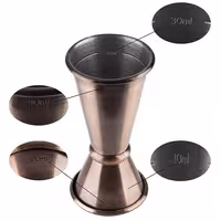 (6 pz) Misurino da bar doppio - Acciaio inox - 2cl & 4cl - con graduazioni interne 1cl & 3cl