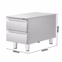 RST-laatikosto - ruostumaton teräs - 2 vetolaatikkoa - 400x620 mm