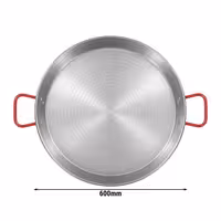 Tava za paellu – Ø 600 mm – čelik s ugljikom – crvene ručke